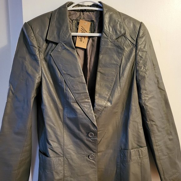 Vintage grey leather blazer - Picture 1 of 2